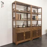森美人新中式禅意博古架实木书柜置物架展示柜落地柜茶叶展示柜隔断货架