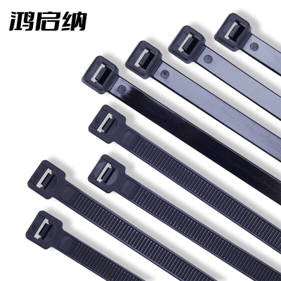 鸿启纳 尼龙扎带自锁式强力塑料捆绑扎带黑色23122514 7.6mm*300mm (100根/包)