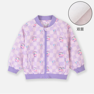 [1件3折]铅笔俱乐部2025春装新款女小童外套儿童印花夹克宝宝立领棒球服