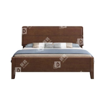 居将 JJ4022905 实木床简约1.5米单人床 胡桃色