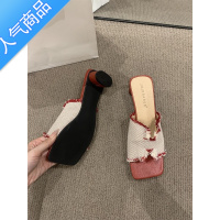 SUNTEK3公分小跟凉拖外穿女鞋子2023年春夏新款复古小众配裙子粗跟凉鞋