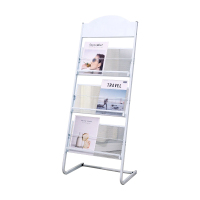 翌嘉YJ4122803 杂志架展示架报置物架收纳落地报纸报刊架 白色三层 480*380*1250