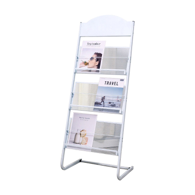 翌嘉YJ4122803 杂志架展示架报置物架收纳落地报纸报刊架 白色三层 480*380*1250