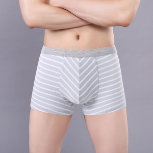 纯棉条纹男士内裤宽松大码运动青年四角裤衩中腰透气肥佬平角底裤