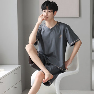 浪莎男士睡衣男夏季冰丝莫代尔薄款短袖短裤凉感可外穿家居服两件套装 主图优选 XL