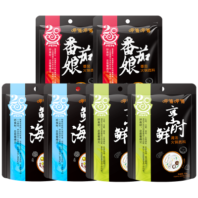 6袋套餐-呷哺呷哺火锅底料清汤*2袋海鲜*2袋番茄*2袋涮锅料做菜煲汤调味料800g