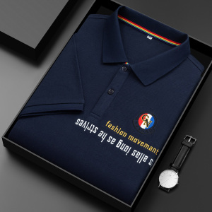专柜品牌夏季t恤爸爸装商务短袖翻领上衣中年男士半袖休闲polo衫