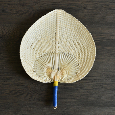 竹片编织扇子越南大蒲扇手摇扇夏季纳凉赶蚊子遛弯老人竹扇蓝色手胶