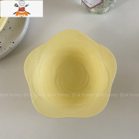 敬平ins哑光磨砂黄色小花碗陶瓷早餐麦片碗不规则甜品小碗餐厅餐具