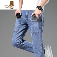YANXU六兜弹力男士牛仔裤秋季新款宽松直筒工装裤子男多口袋休闲长裤子