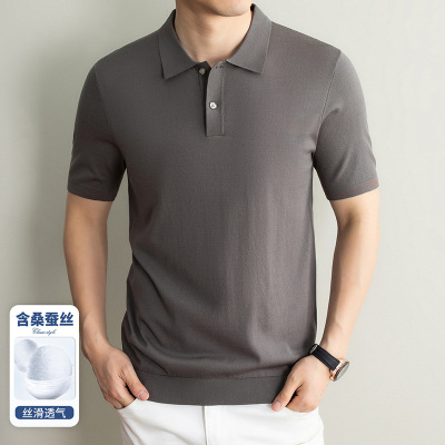 春夏新款男士翻领纯色短袖Polo衫轻商务简约休闲透气舒适轻薄