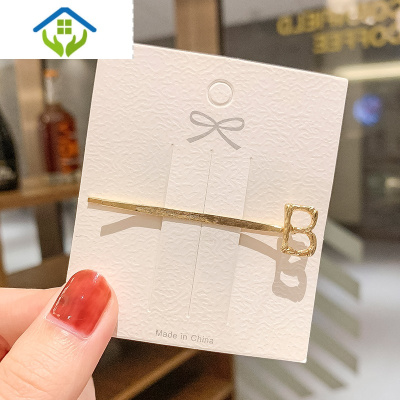 御蓝锦可搭配名字字母发夹ins网红简约金属发卡刘海侧边一字夹子头饰女B