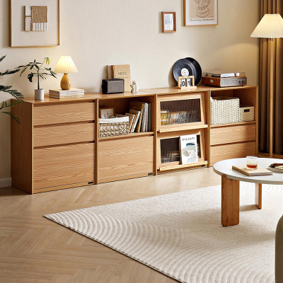 全友家居2024新款原木风电视机柜客厅靠墙收纳置物组合柜子