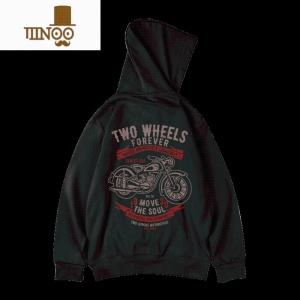 YANXUoversize宽松加肥加大码连帽拉链开衫胖子卫衣男潮机车外套