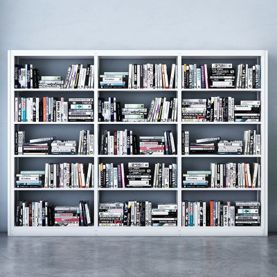 域赢钢制书架学校图书馆书店书籍室阅览室单面书架资料架一列三组五层