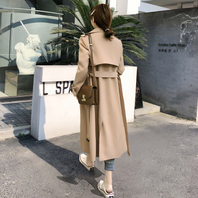 SUNTEK风衣女中长款2020年秋季新款韩版宽松赫本风小个子英伦风垂感外套风衣