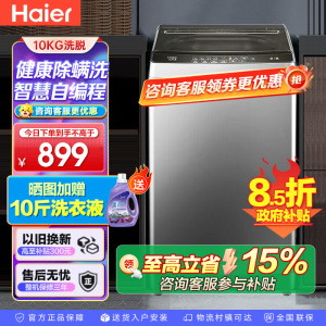 海尔(Haier)10公斤 大容量 家用 全自动波轮洗衣机 自编程除螨洗漂脱可调速洗 以旧换新XQB100-Z606
