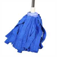 拖把家用 免手洗一拖净干湿两用纯棉毛巾布吸水圆地拖布条棉布 一杆一头 蓝色