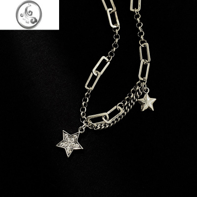 JiMi星星项链女银银轻奢小众高级设计感锁骨链2023年新款网红颈链配饰