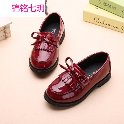 锦铭七玥秋季新童鞋女童流苏皮鞋儿童单鞋公主鞋休闲