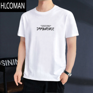 HLCOMAN丝光棉 t恤男士短袖衣服2024新款夏季男生半袖体恤春