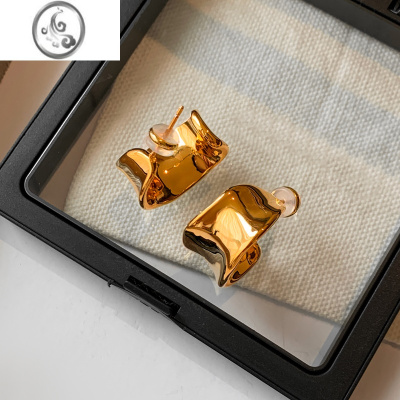 JiMi松本惠奈同款简约不规则耳环女小众设计感高级欧美金色气质耳饰