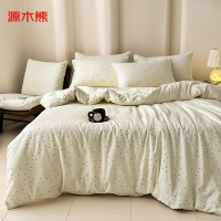 源木熊礼袋款S072针织棉双层纱四件套床笠款1.8四件套-被套200*230