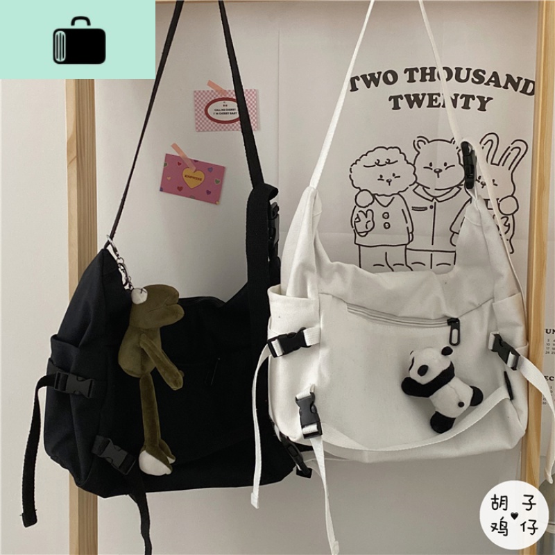 日系复古暗黑系工装斜挎包女 韩国ins港风百搭邮差包大容量机能包NEW LAKE女斜挎包