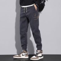 束脚工装裤男士秋季新款美式修身显高时尚潮流刺绣休闲裤