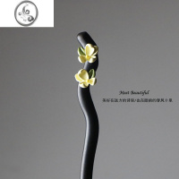 JiMi现代简约新中式黑檀木发簪女高级感花朵气质盘发簪子发钗木簪