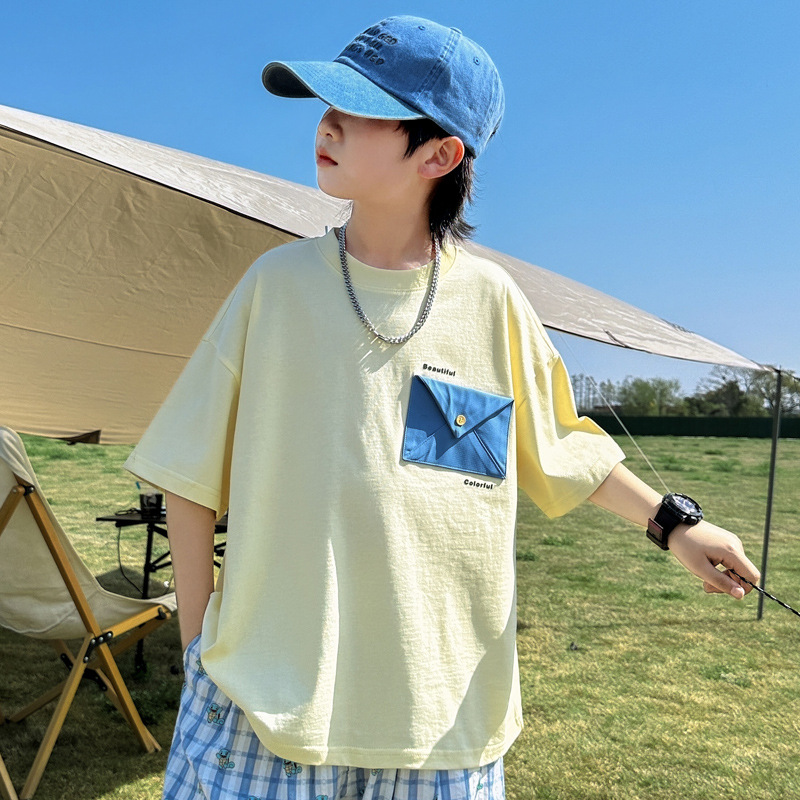 男童短袖T恤夏装2025新款儿童夏季半袖大童夏装纯棉上衣痞帅韩范t