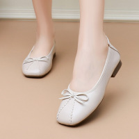2026春秋季新款平跟鞋软底羊皮女鞋复古圆头单鞋蝴蝶结软底豆豆鞋