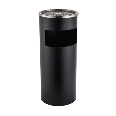 迅迈 圆形黑色 不锈钢酒店宾馆大堂垃圾桶灭烟桶带烟灰缸吸烟桶电梯口走廊立式桶