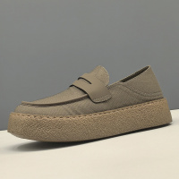 男士一脚蹬百搭夏季透气布鞋小众欧洲站男生软底厚底乐福鞋休闲鞋