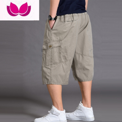 七斓夏季运动七分裤男士宽松短裤加肥加大码肥佬休闲薄款7分工装中裤