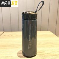 三维工匠保温杯男女不锈钢学生可爱简约水杯子ins清新潮流韩版水壶 深蓝色400