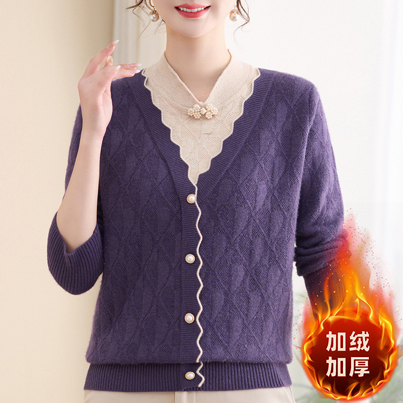 妈妈秋冬装新款打底衫上衣服中老年女装冬季短款毛衣打底衫