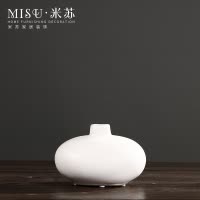 中式陶瓷花瓶黑白花器仿真梅花套装摆件茶室餐桌摆设室内简约软装 三维工匠 黑花瓶+粉梅花套装