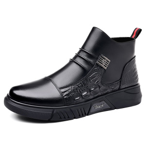 男士皮靴新款马丁靴男潮加绒冬季棉鞋时尚切尔西靴英伦风靴子男鞋_574