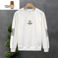 YANXU2023年秋季新款卫衣男潮牌刺绣内搭打底衫男青年圆领白色长袖t恤