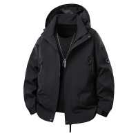 男装春秋季冲锋衣男户外旅游潮牌工装情侣夹克登山服连帽外套