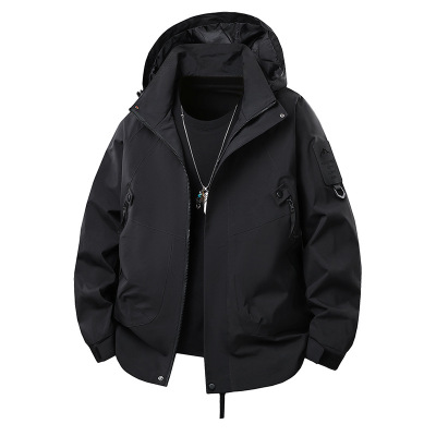 男装春秋季冲锋衣男户外旅游潮牌工装情侣夹克登山服连帽外套