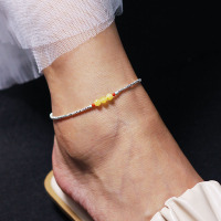 碎银几两脚链纯银轻奢高级感小众碎银子送闺蜜简约古风女脚踝链送女朋友老婆情人节七夕生日礼物