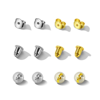 925纯银耳堵耳帽耳钉耳环后塞托头防掉固定扣硅胶防滑塞18k金配件送女朋友老婆情人节七夕生日礼物