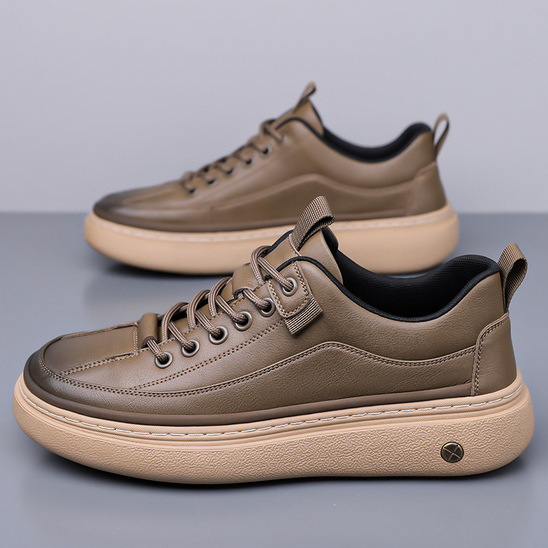 男鞋新款男士休闲皮鞋男潮流复古户外高档开车鞋韩版时尚板鞋