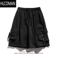 HLCOMANBOYUE帛跃工装飘带短裤夏季韩版设计感机能少年感bf风五分裤男生
