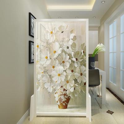 BONJEAN简约欧式实木手绘屏风隔断客厅时尚简约玄关卧室风水座屏半透屏风