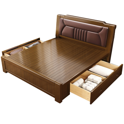 臻远 ZY-SMC-153 实木床 1.8*2.0米抽屉高箱 单位:1张