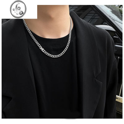 JiMi银银古巴项链男女潮轻奢小众简约情侣款ins风欧美嘻哈锁骨链高街