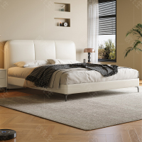 极窄系列头层牛皮床主卧次卧双人大床实木真皮极简婚床